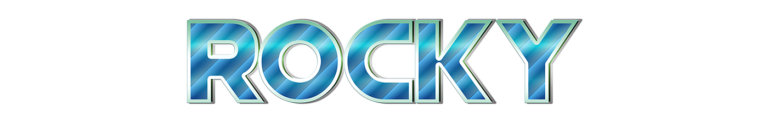 text logo rocky white background