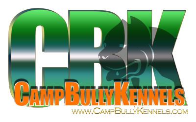 Camp Bully Kennels CBK Logo with Dog Graphic